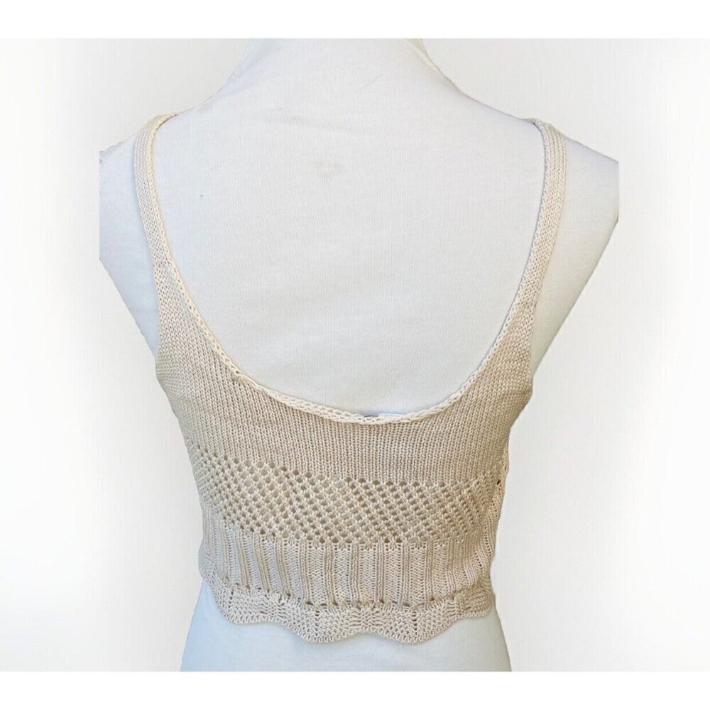 Swell Juniors Crochet Keep it Rockin Taupe Crop Top Size L - Picture 9 of 12